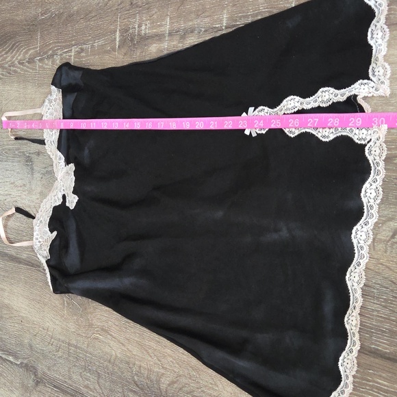 Vintage Y2K Victoria's Secret Elegant Black Satin Lace Trim Slip Chemise Dress - Picture 4 of 9